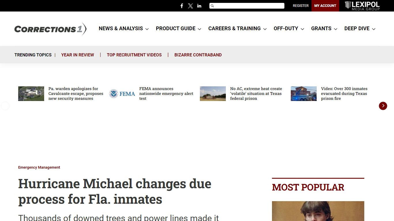 Hurricane Michael changes due process for Fla. inmates - Corrections1